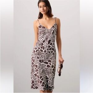 Adam Lippes Collective Animal Print Silk Slip Dress Size Giraffe Brown